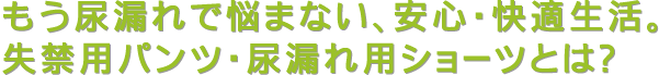 もう尿漏れで悩まない、安心・快適生活。失禁用パンツ・尿漏れ用ショーツとは？