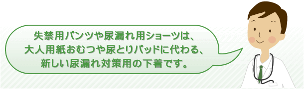 失禁用パンツや尿漏れ用ショーツは、大人用紙おむつや尿とりパッドに代わる、新しい尿漏れ対策用の下着です。